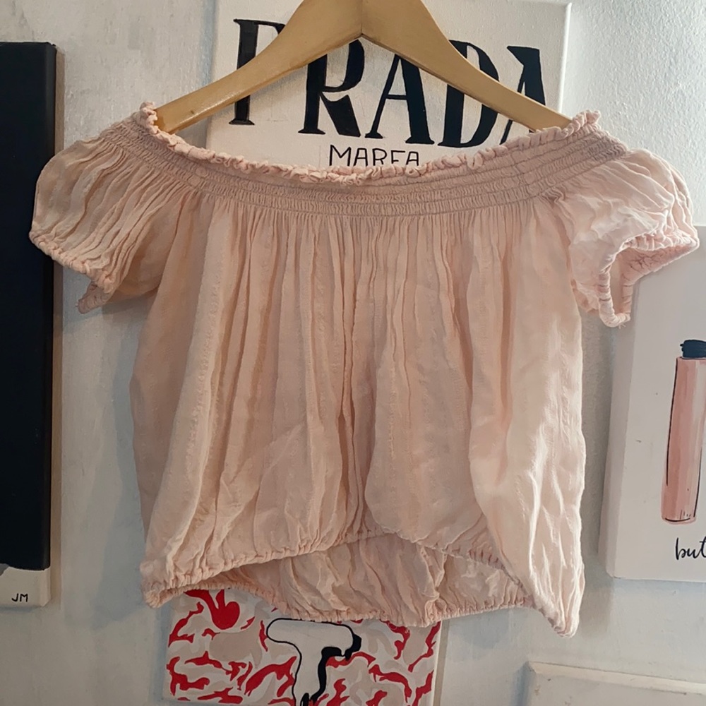 Pink Cropped Bandeu Top